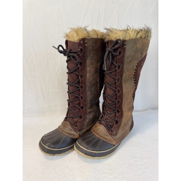 Sorel Cate The Great Tall Brown Tan Fur-Lined Waterproof Women Boots Size 9 - Picture 6 of 10